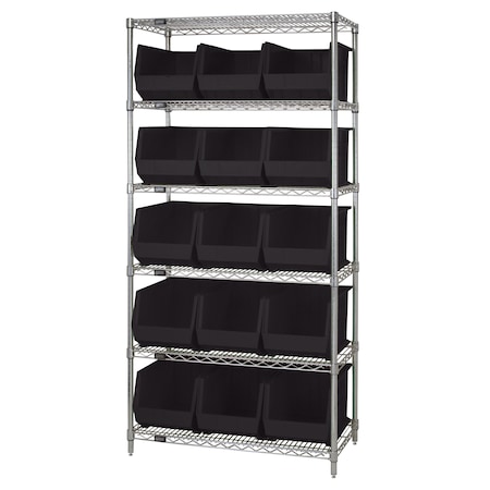 Quantum Storage Systems Giant Open Hopper Wire Shelving Systems WR6-260BK